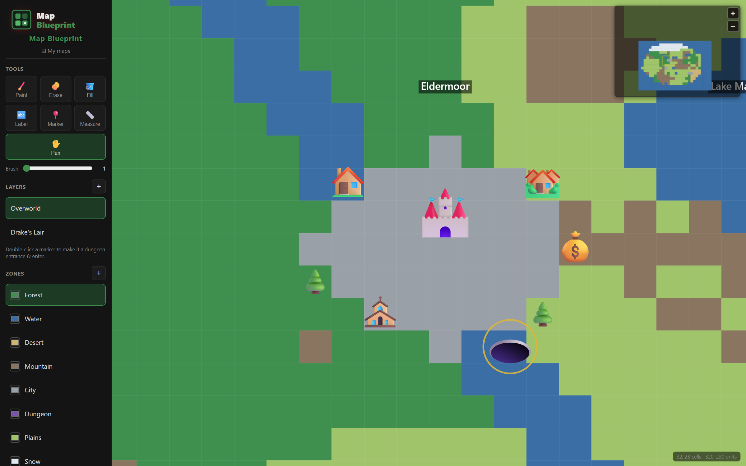 Painting an overworld map in Map Blueprint